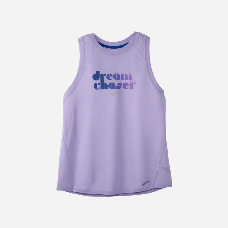 Brooks Empower Her Distance Graphic NZ - Women's Running Tank Top - Violet Pulse/Lavender Purple (82